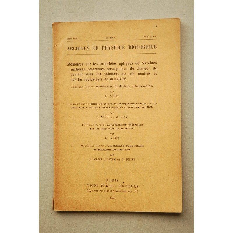 ARCHIVES de physique biologique. -- Nº 3 (mars -1928)
